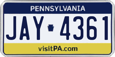 PA license plate JAY4361