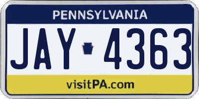 PA license plate JAY4363