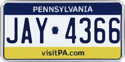 PA license plate JAY4366