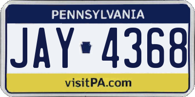 PA license plate JAY4368