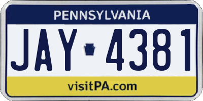 PA license plate JAY4381