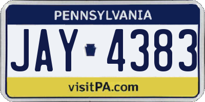 PA license plate JAY4383