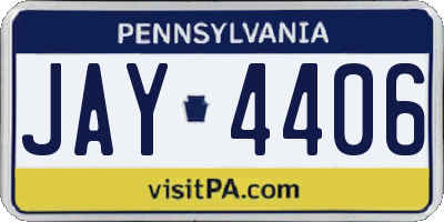 PA license plate JAY4406
