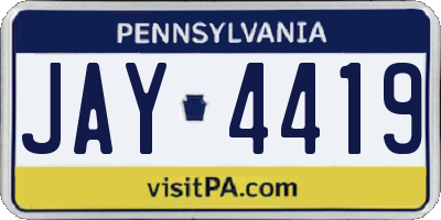 PA license plate JAY4419