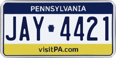 PA license plate JAY4421