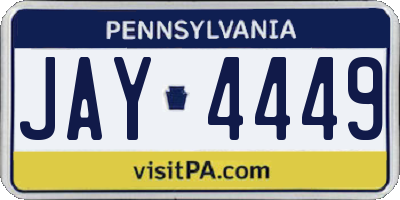 PA license plate JAY4449
