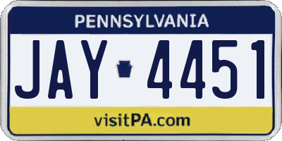 PA license plate JAY4451