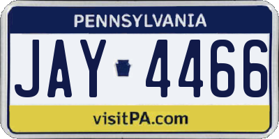 PA license plate JAY4466