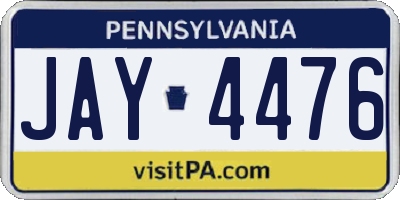 PA license plate JAY4476