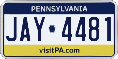 PA license plate JAY4481
