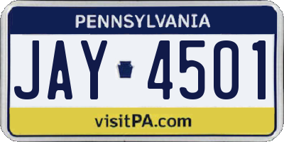 PA license plate JAY4501