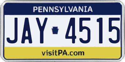 PA license plate JAY4515