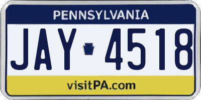 PA license plate JAY4518