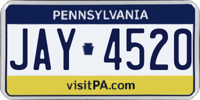 PA license plate JAY4520