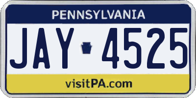 PA license plate JAY4525