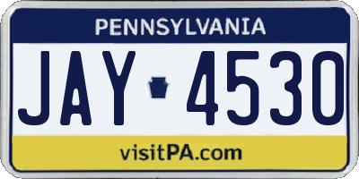 PA license plate JAY4530