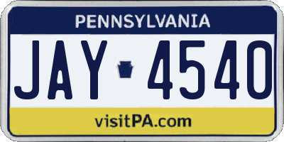PA license plate JAY4540