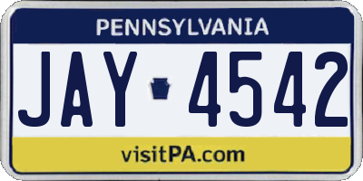 PA license plate JAY4542