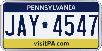 PA license plate JAY4547
