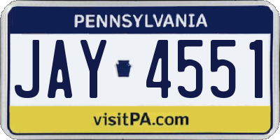PA license plate JAY4551