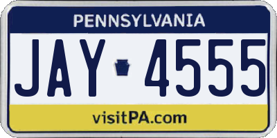 PA license plate JAY4555