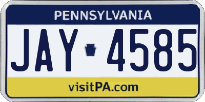 PA license plate JAY4585