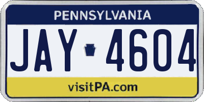 PA license plate JAY4604
