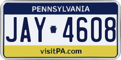 PA license plate JAY4608