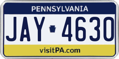 PA license plate JAY4630