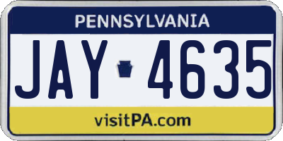 PA license plate JAY4635