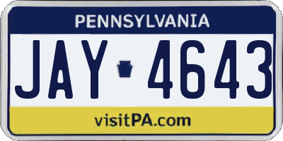 PA license plate JAY4643