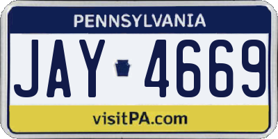 PA license plate JAY4669
