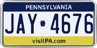 PA license plate JAY4676