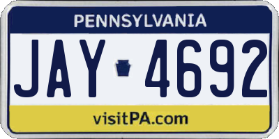 PA license plate JAY4692
