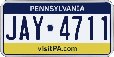 PA license plate JAY4711