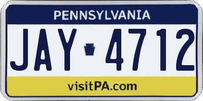 PA license plate JAY4712