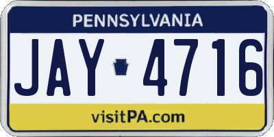 PA license plate JAY4716