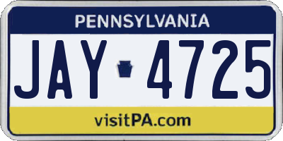 PA license plate JAY4725