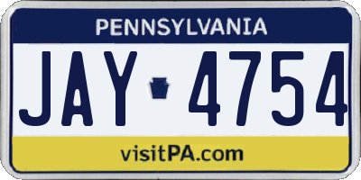 PA license plate JAY4754