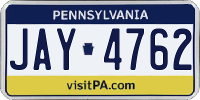 PA license plate JAY4762