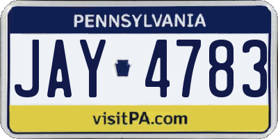 PA license plate JAY4783