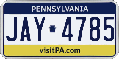PA license plate JAY4785