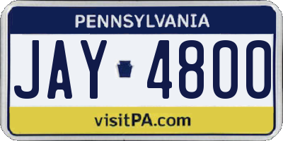 PA license plate JAY4800