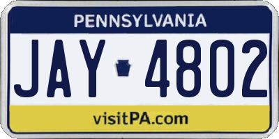 PA license plate JAY4802