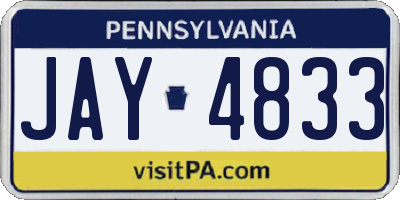 PA license plate JAY4833