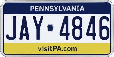 PA license plate JAY4846