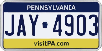 PA license plate JAY4903