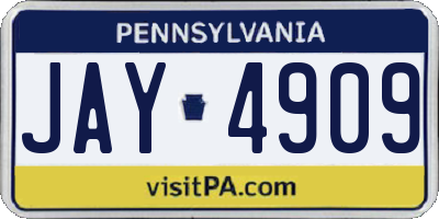 PA license plate JAY4909