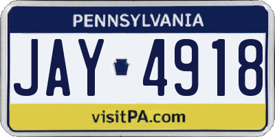 PA license plate JAY4918