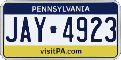 PA license plate JAY4923
